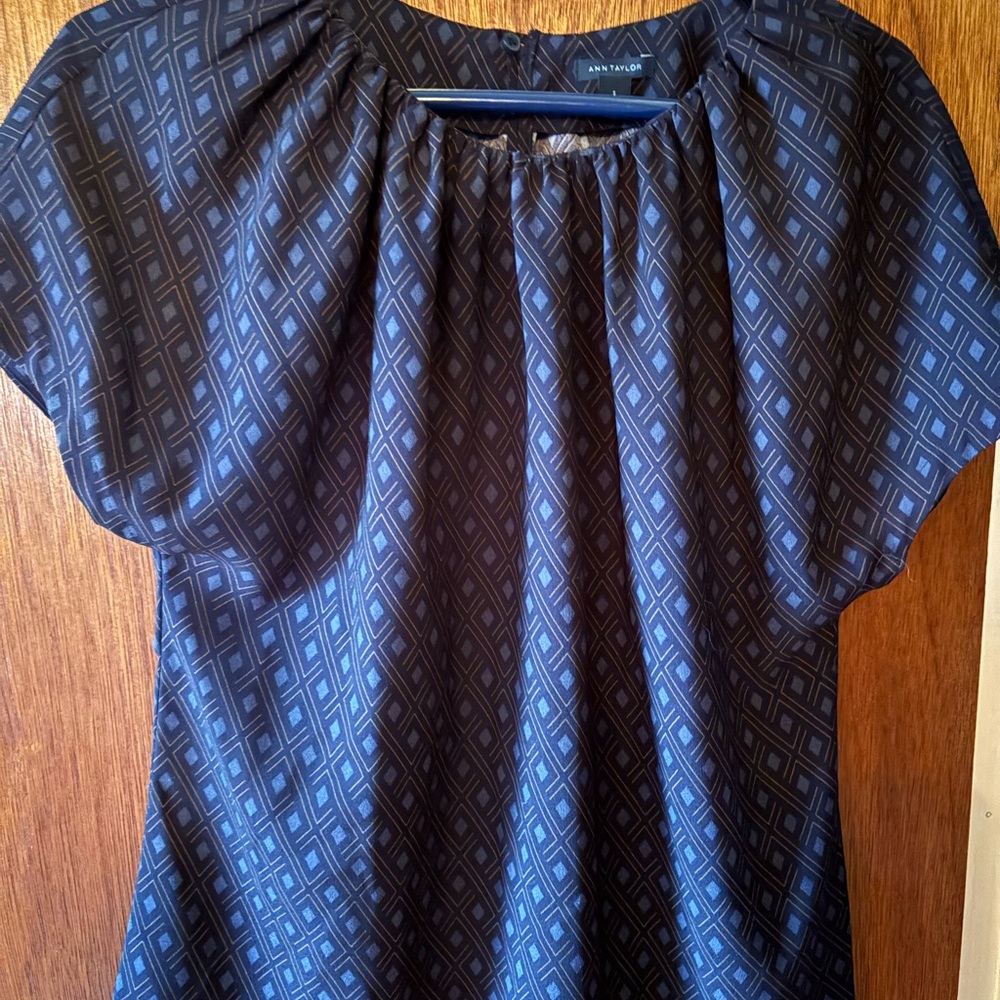 Ann Taylor Dark Blue Diamond Blouse